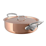 Mauviel M'3 S 3.2-Qt Copper Rondeau With Lid, Cast Stainless Steel Handle