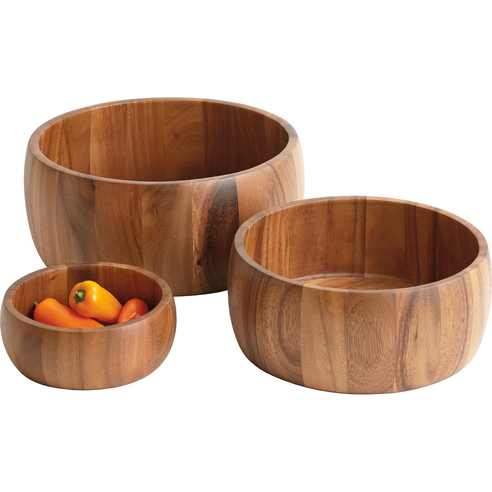 Frieling Acacia Wood Calabash Bowl, Medium 4-Inch x 10-Inch Diameter