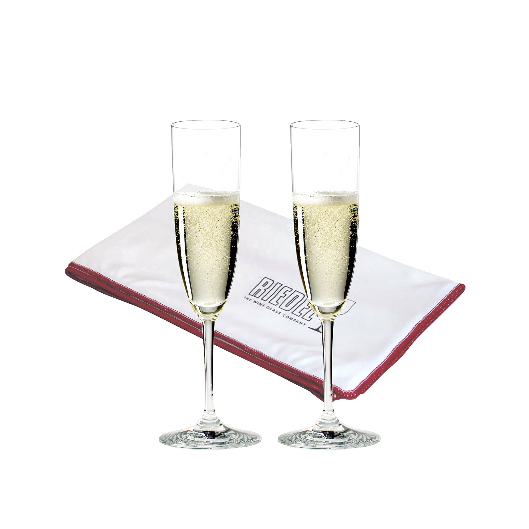 Riedel Vinum Champagne Flute 2 Piece Glass Set with Polishing Cloth