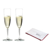 Riedel Vinum Champagne Flute 2 Piece Glass Set with Polishing Cloth
