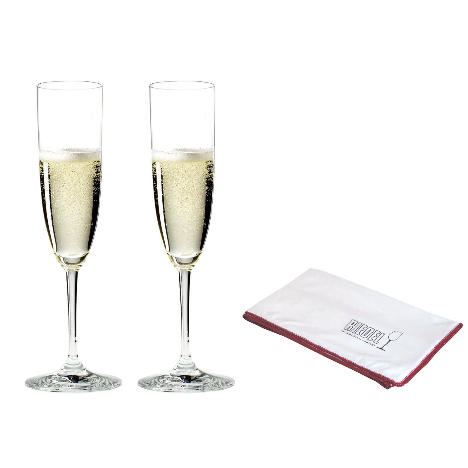 Riedel Vinum Champagne Flute 2 Piece Glass Set with Polishing Cloth