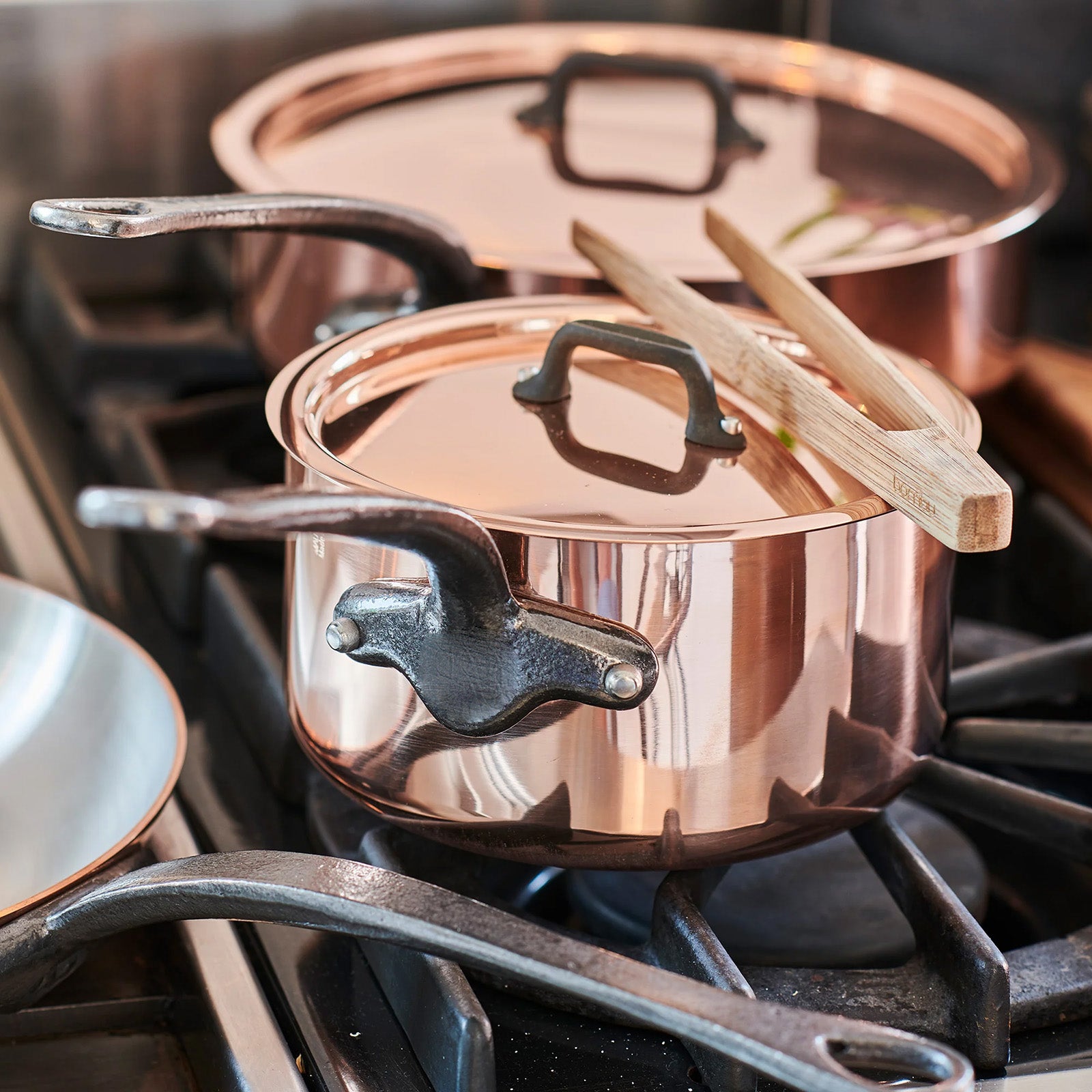 Mauviel M'150 Ci Curved Splayed Saute Pan With Lid, 8 Inch