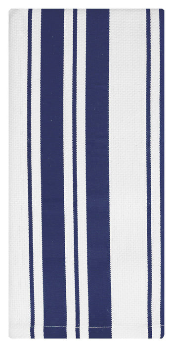 MU Kitchen Cotton Stripe Dish Cloth, 13 by 13-Inches, Set of 2, Ink Blue