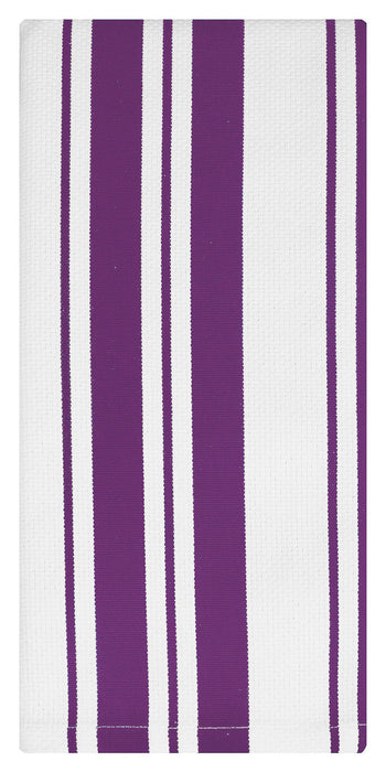 MU Kitchen Cotton Stripe Dish Cloth, 13 by 13-Inches, Set of 2, Plum