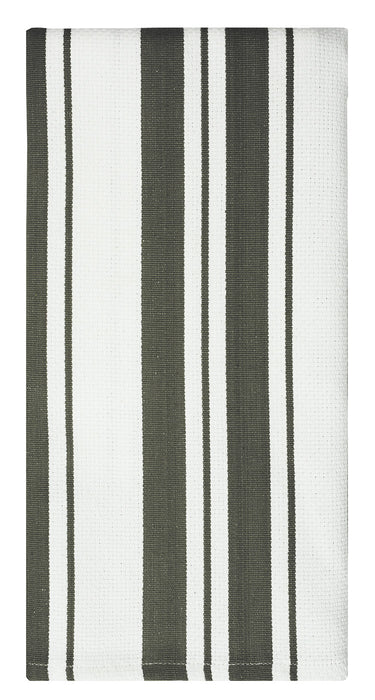 MU Kitchen 100% Cotton Basket Weave Stripe Dishtowel, 20 by 30-Inches, Pewter