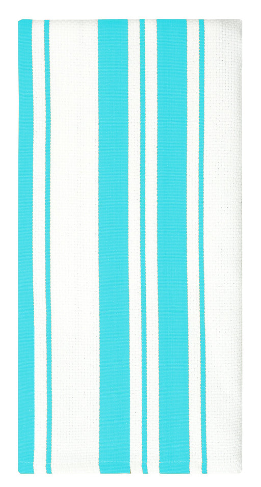 MU Kitchen 100% Cotton Basket Weave Stripe Dishtowel, 20 by 30-Inches, Aquamarine