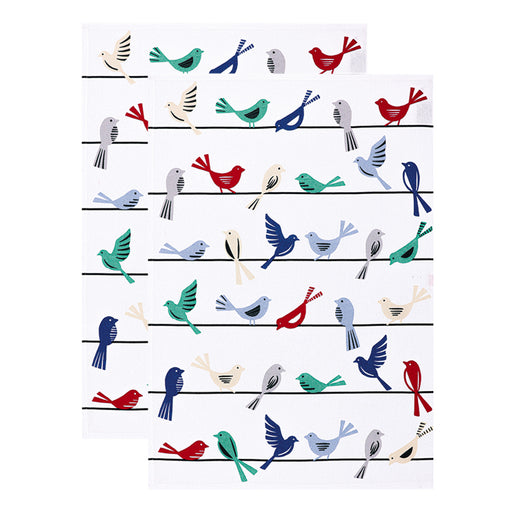 MU Kitchen Designer Cotton Dish Towel, Set of 2, Birds