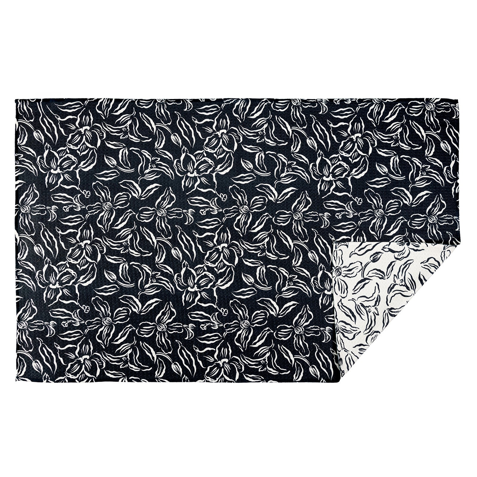 MÜkitchen VIBE Premium Quick Dry Dual Sided Recycled Towel, Water Lily Black, 18" x 30"