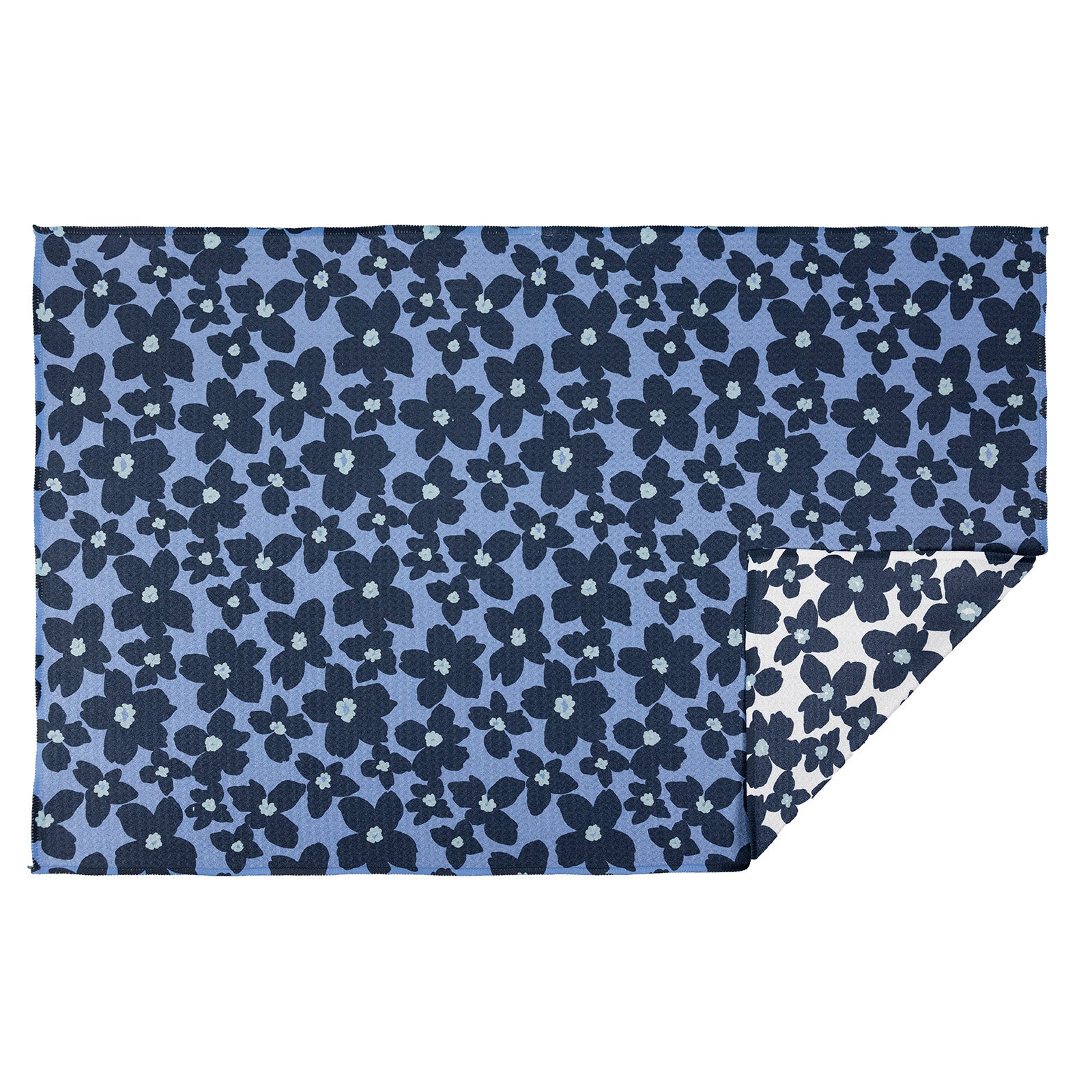MÜkitchen VIBE Premium Quick Dry Dual Sided Recycled Towel, Periwinkle Floral, 18" x 30"