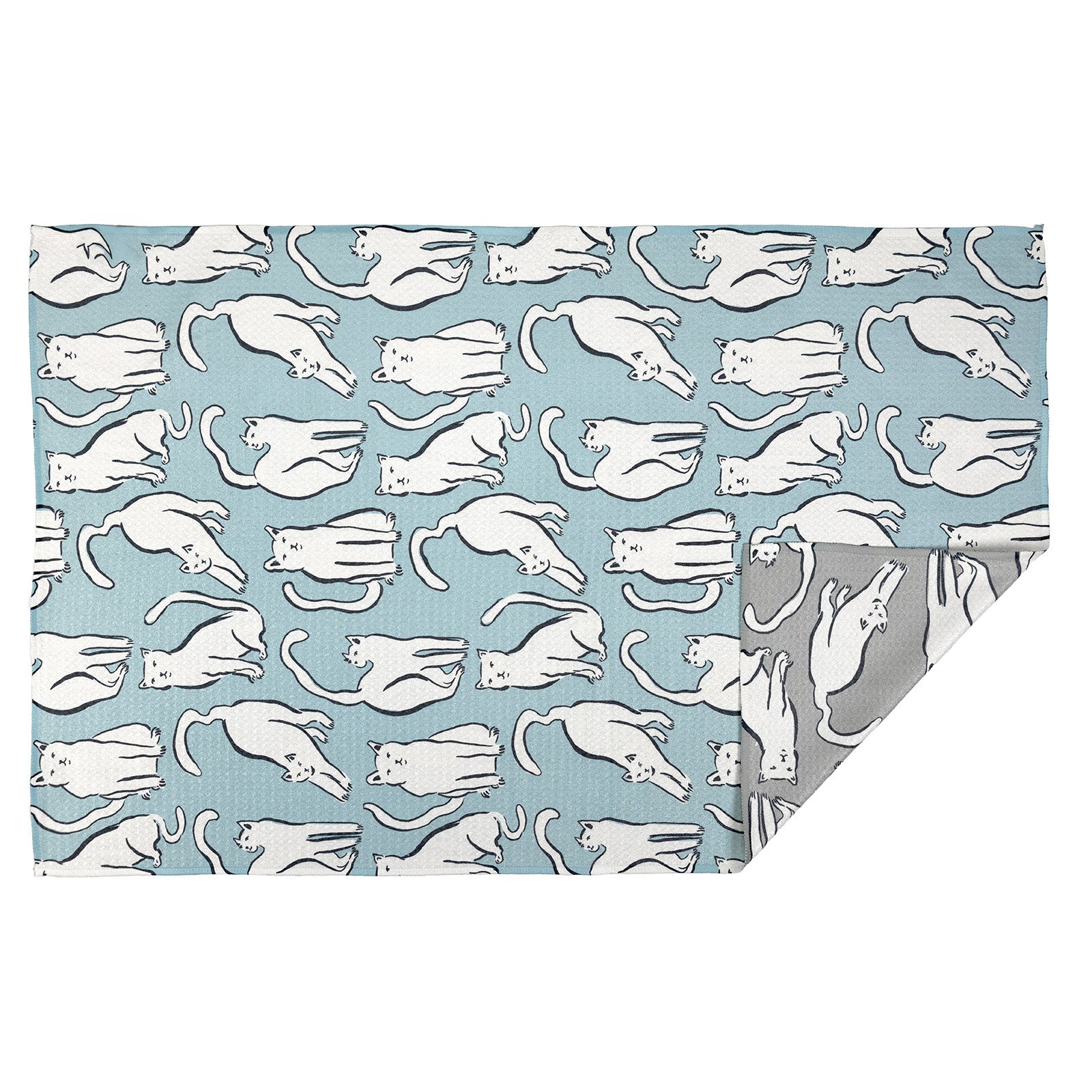 MÜkitchen VIBE Premium Quick Dry Dual Sided Recycled Towel, Curious Cats, 18" x 30"
