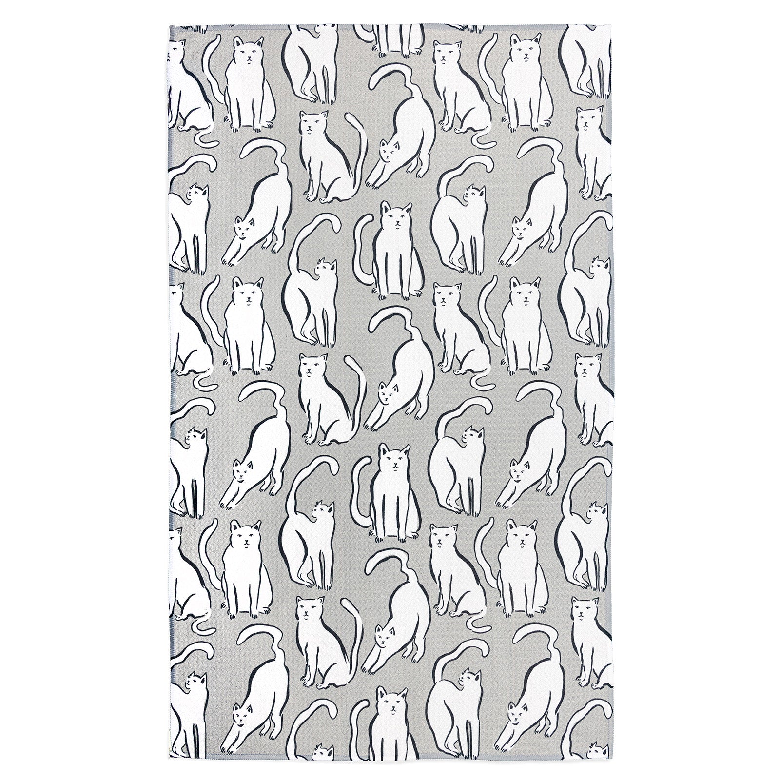 MÜkitchen VIBE Premium Quick Dry Dual Sided Recycled Towel, Curious Cats, 18" x 30"