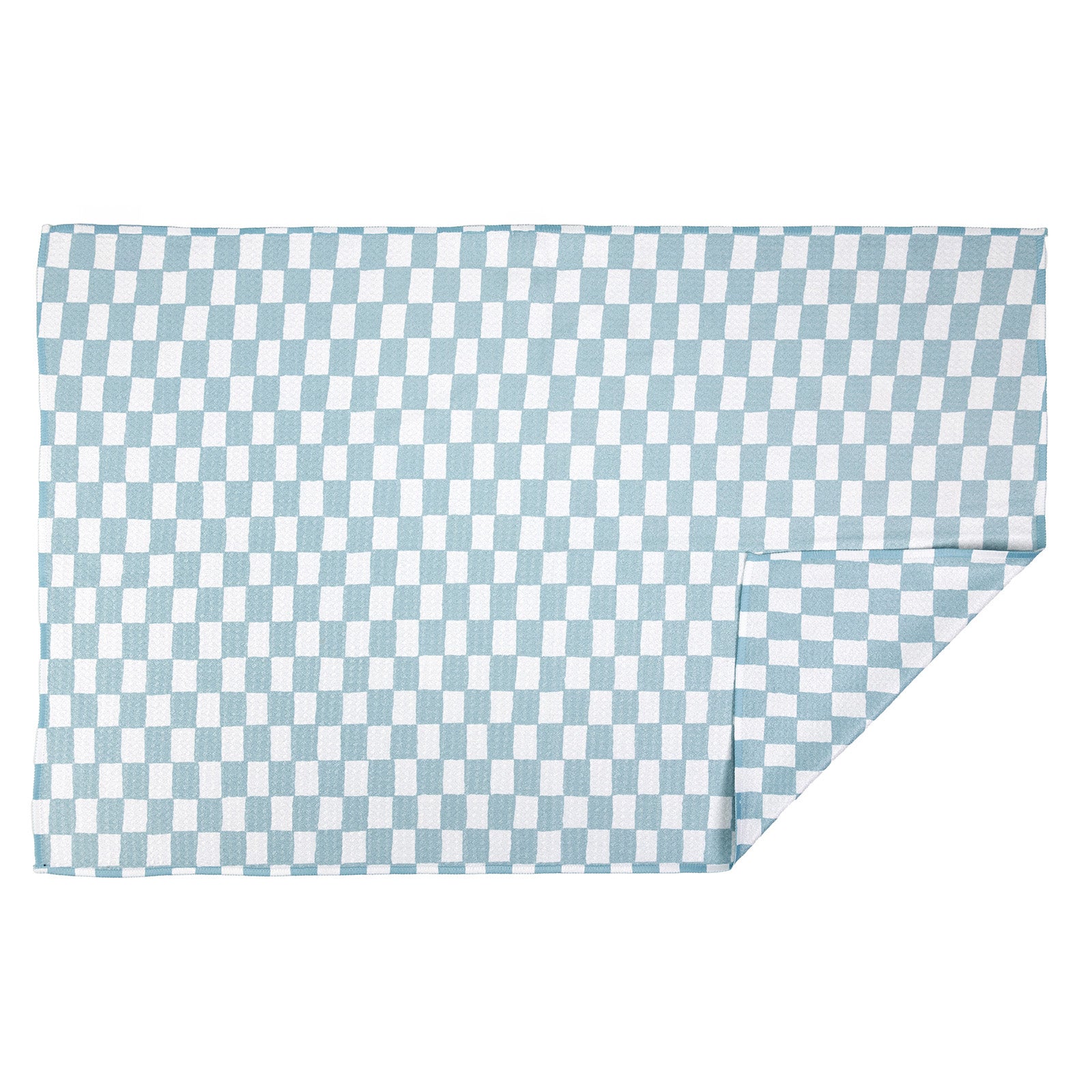 MÜkitchen VIBE Premium Quick Dry Dual Sided Recycled Towel, Checker Blue, 18" x 30"