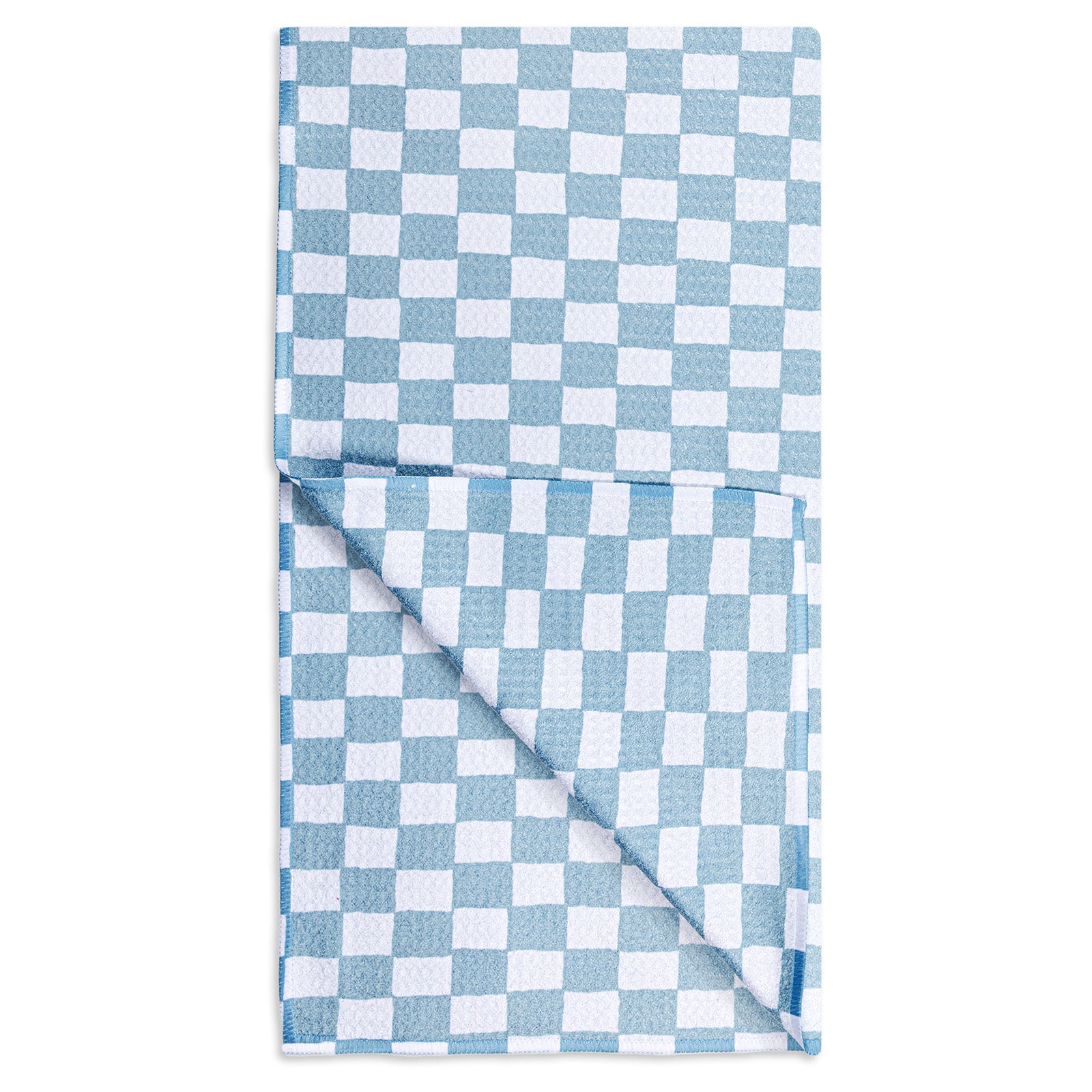 MÜkitchen VIBE Premium Quick Dry Dual Sided Recycled Towel, Checker Blue, 18" x 30"