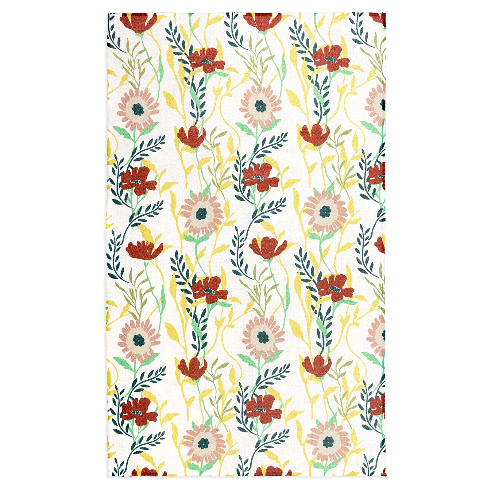 MÜkitchen VIBE Premium Quick Dry Dual Sided Recycled Towel, Vine Floral, 18" x 30"