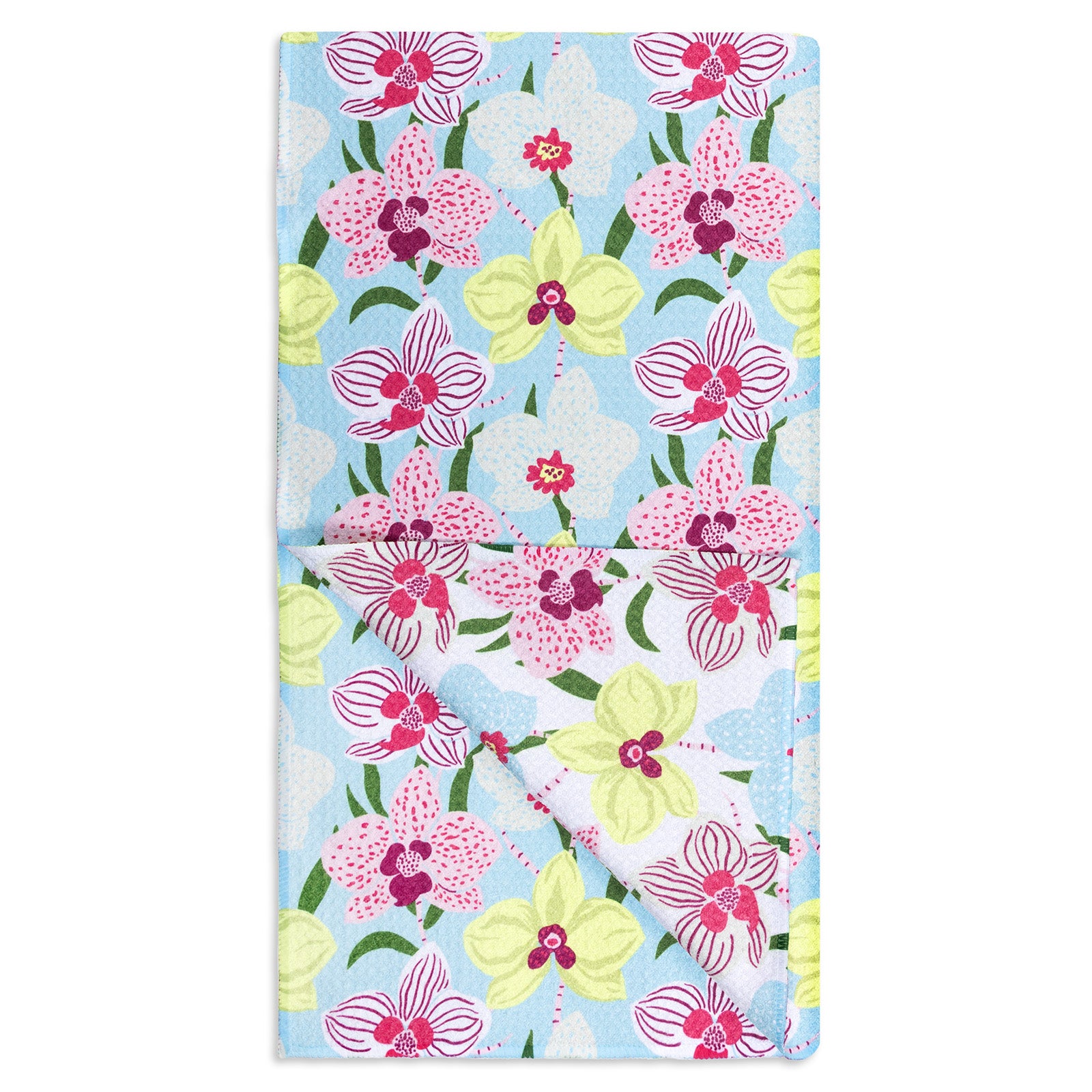 MÜkitchen VIBE Premium Quick Dry Dual Sided Recycled Towel, Orchids, 18" x 30"