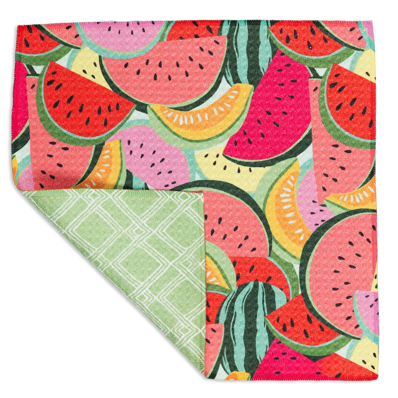 MÜkitchen VIBE Premium Quick Dry Dual Sided Recycled Dish Cloth Set of 2, Melon Pop, 10" x 10"
