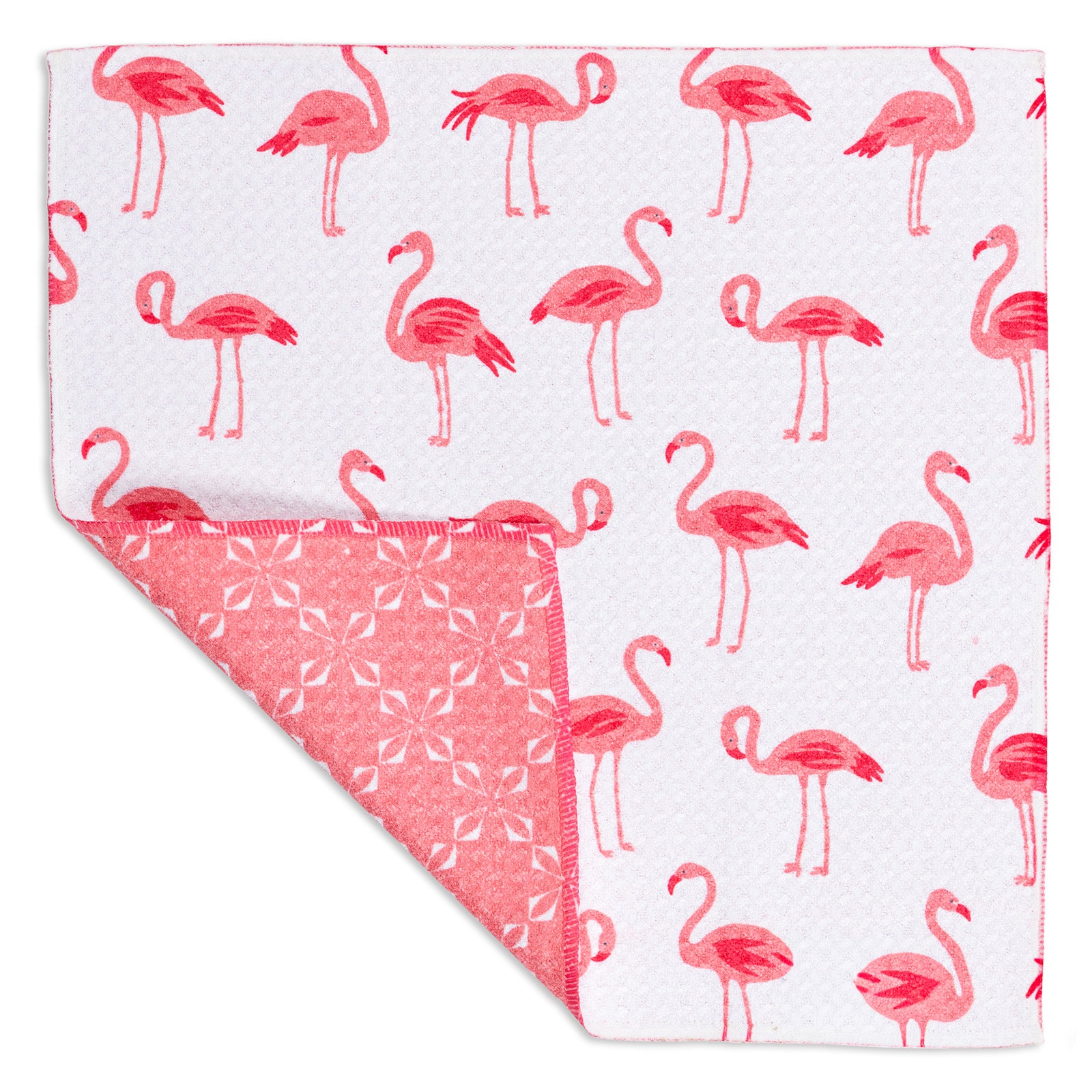 MÜkitchen VIBE Premium Quick Dry Dual Sided Recycled Dish Cloth Set of 2, Flamingo Coast, 10" x 10"