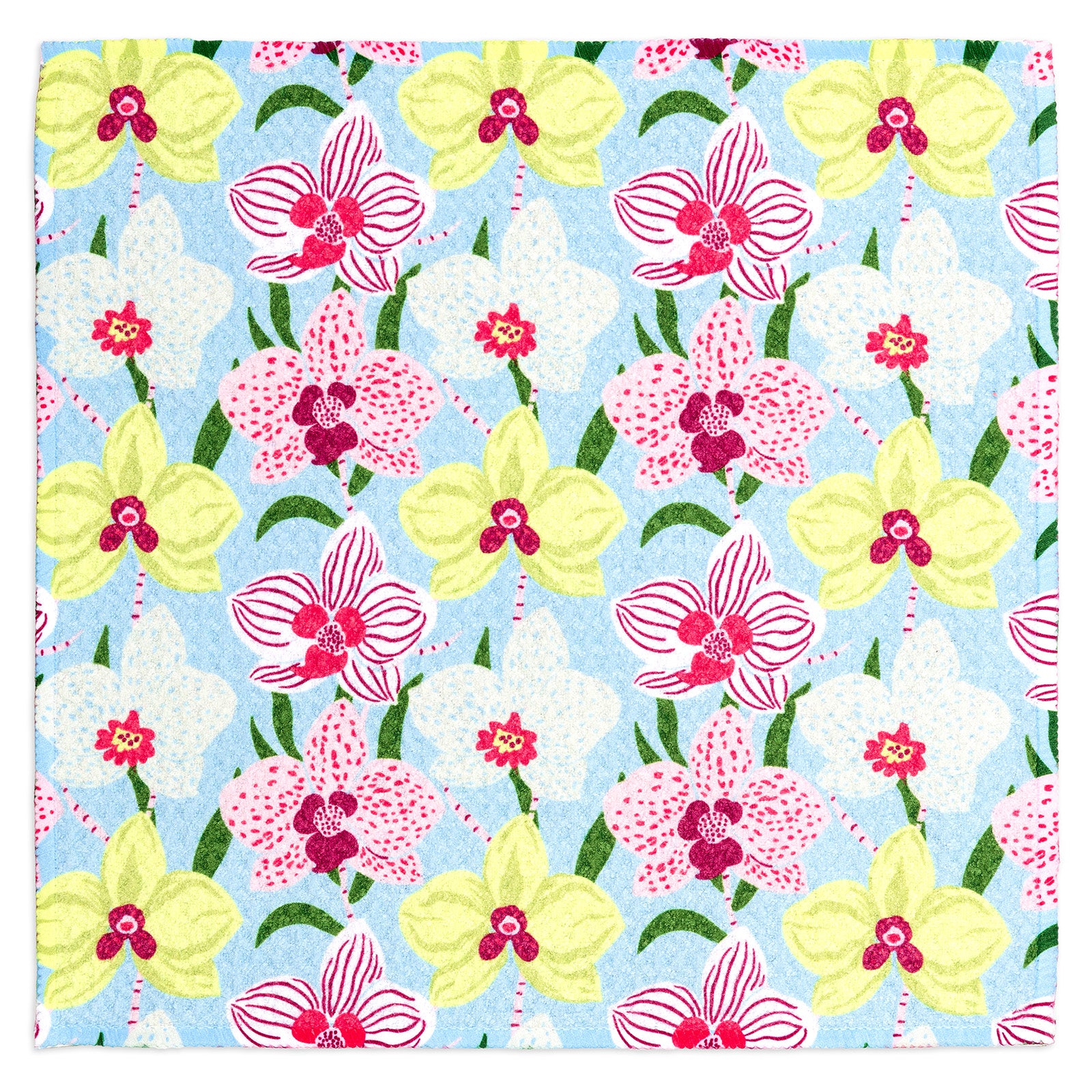 MÜkitchen VIBE Premium Quick Dry Dual Sided Recycled Dish Cloth Set of 2, Orchids, 10" x 10"