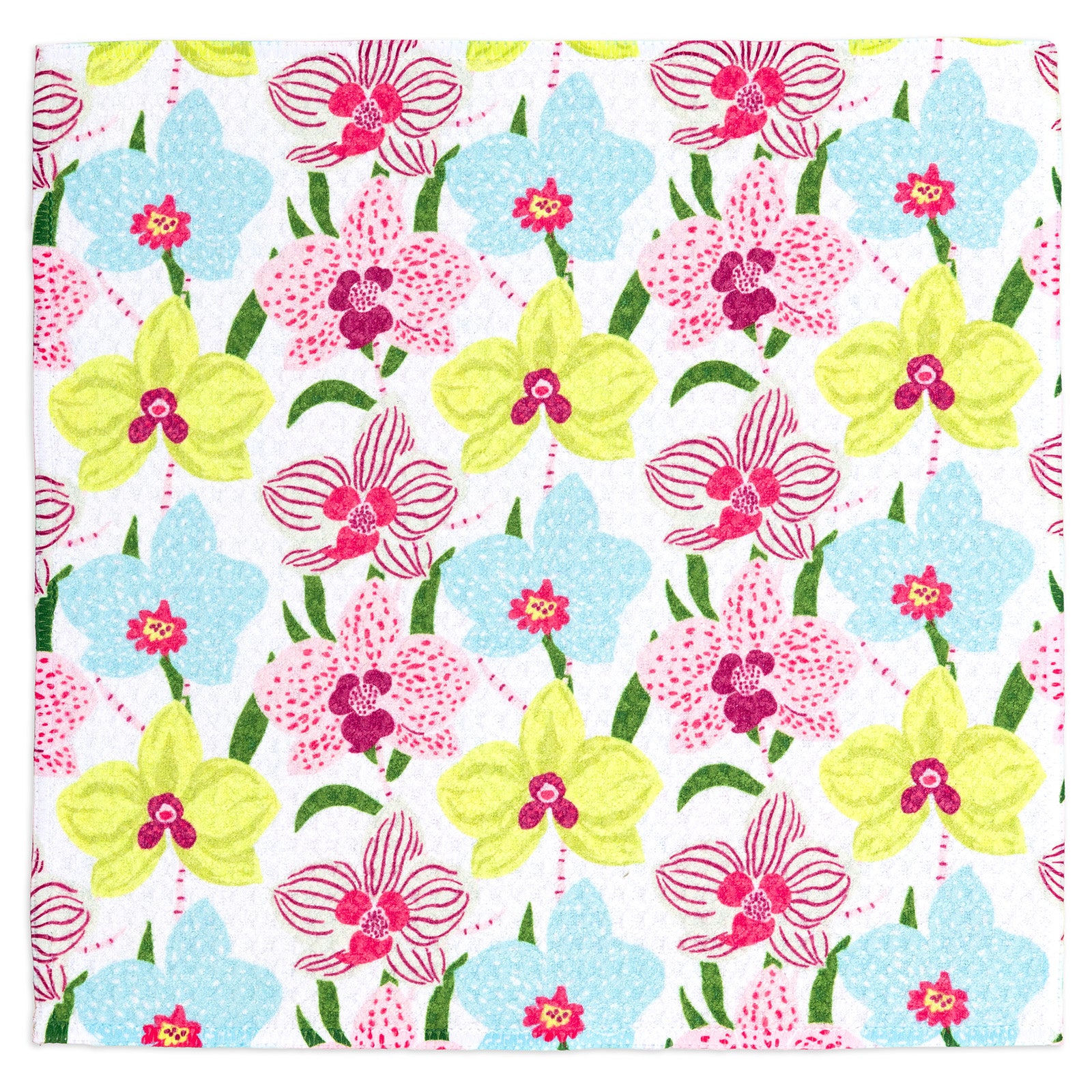 MÜkitchen VIBE Premium Quick Dry Dual Sided Recycled Dish Cloth Set of 2, Orchids, 10" x 10"