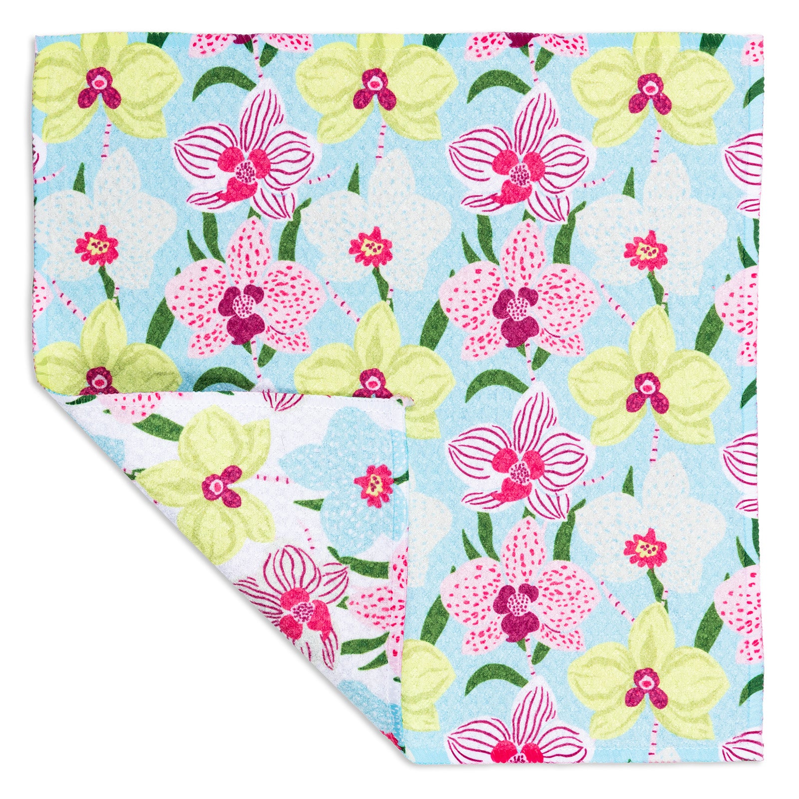 MÜkitchen VIBE Premium Quick Dry Dual Sided Recycled Dish Cloth Set of 2, Orchids, 10" x 10"