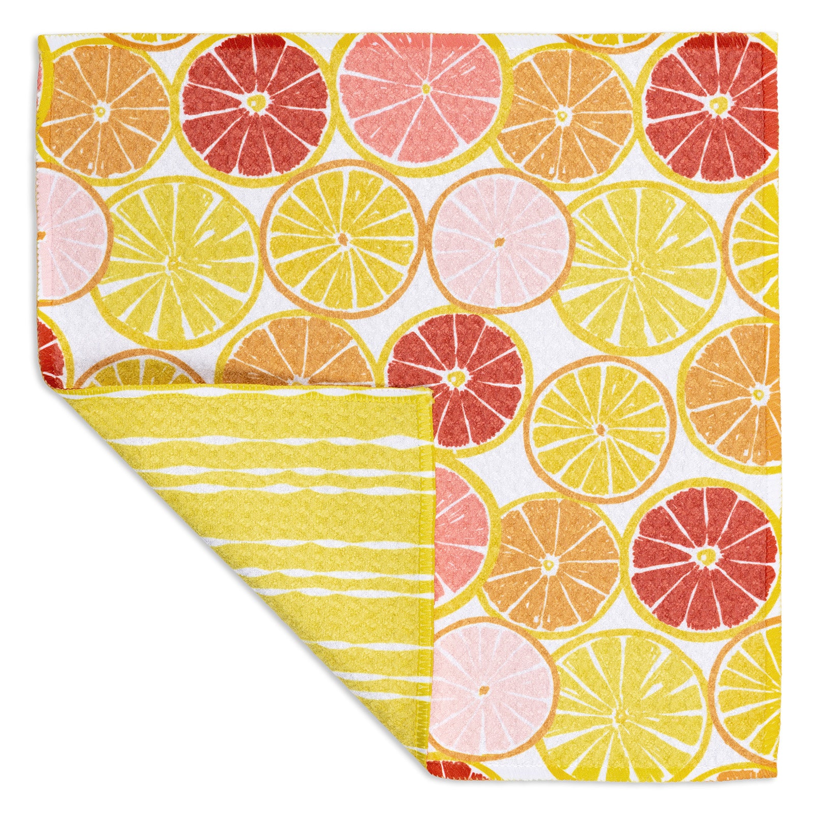 MÜkitchen VIBE Premium Quick Dry Dual Sided Recycled Dish Cloth Set of 2, Citrus Splash, 10" x 10"