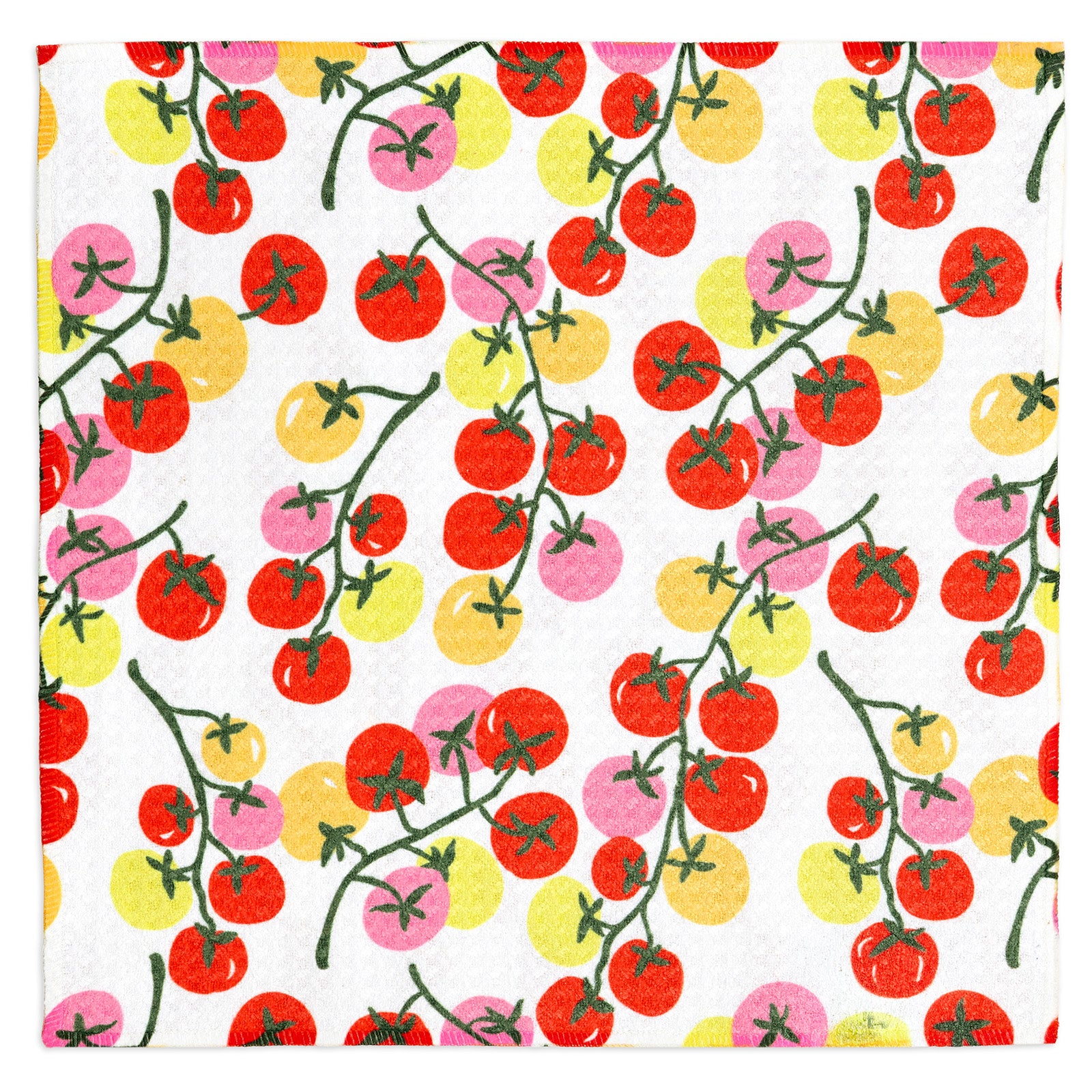 MÜkitchen VIBE Premium Quick Dry Dual Sided Recycled Dish Cloth Set of 2, Cherry Tomatoes, 10" x 10"