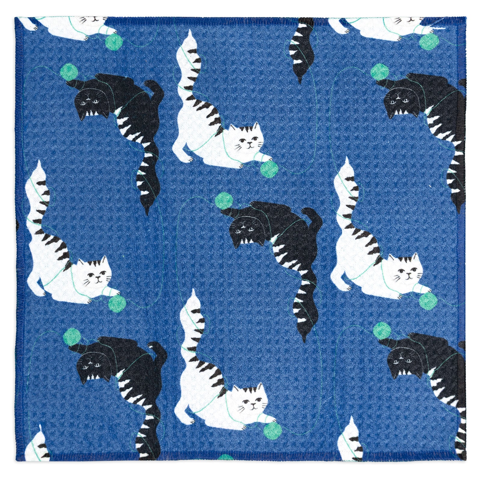 MÜkitchen VIBE Premium Quick Dry Dual Sided Recycled Dish Cloth Set of 2, Meow Mischief, 10" x 10"