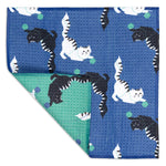MÜkitchen VIBE Premium Quick Dry Dual Sided Recycled Dish Cloth Set of 2, Meow Mischief, 10" x 10"