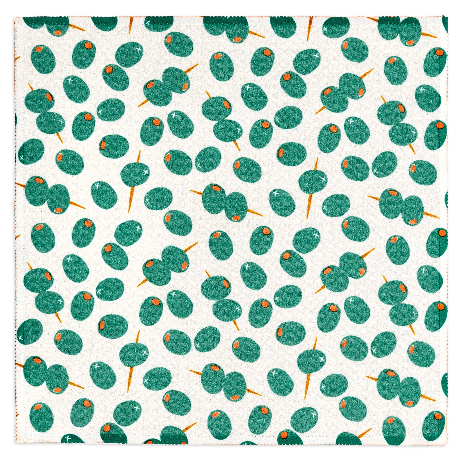 MÜkitchen VIBE Premium Quick Dry Dual Sided Recycled Dish Cloth Set of 2, Olive Twist, 10" x 10"