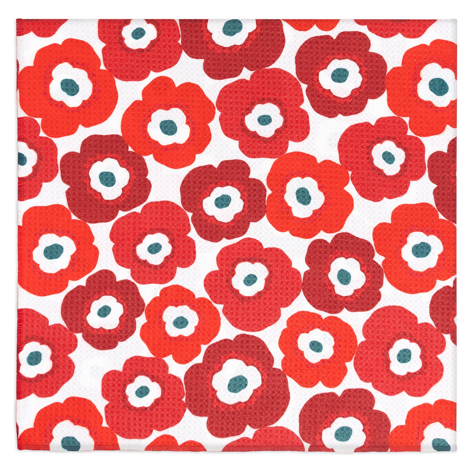 MÜkitchen VIBE Premium Quick Dry Dual Sided Recycled Dish Cloth Set of 2, Poppy Fields, 10" x 10"