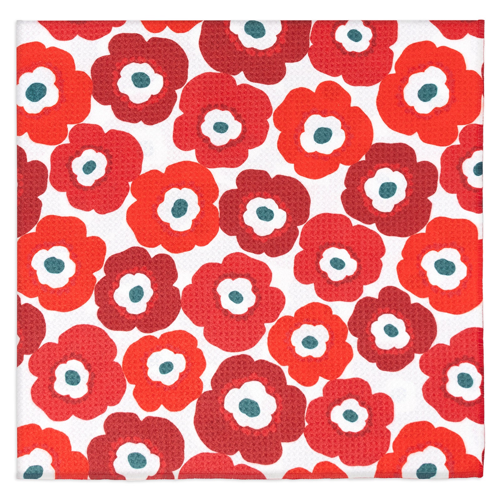 MÜkitchen VIBE Premium Quick Dry Dual Sided Recycled Dish Cloth Set of 2, Poppy Fields, 10" x 10"