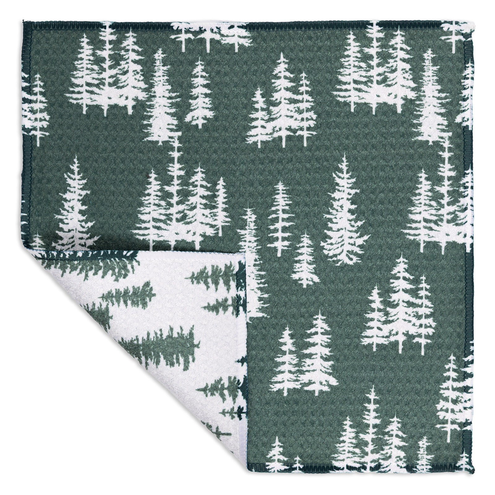 MÜkitchen VIBE Premium Quick Dry Dual Sided Recycled Dish Cloth Set of 2, Pine Forest, 10" x 10"