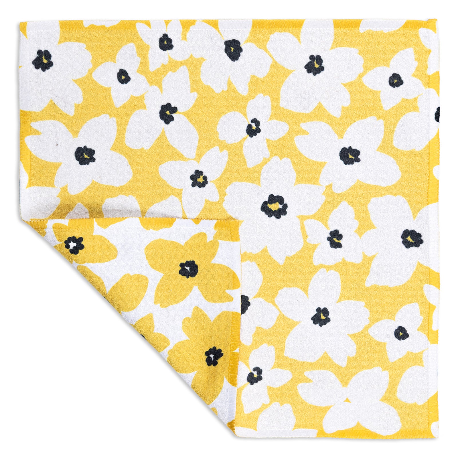 MÜkitchen VIBE Premium Quick Dry Dual Sided Recycled Dish Cloth Set of 2, Buttercup Floral, 10" x 10"