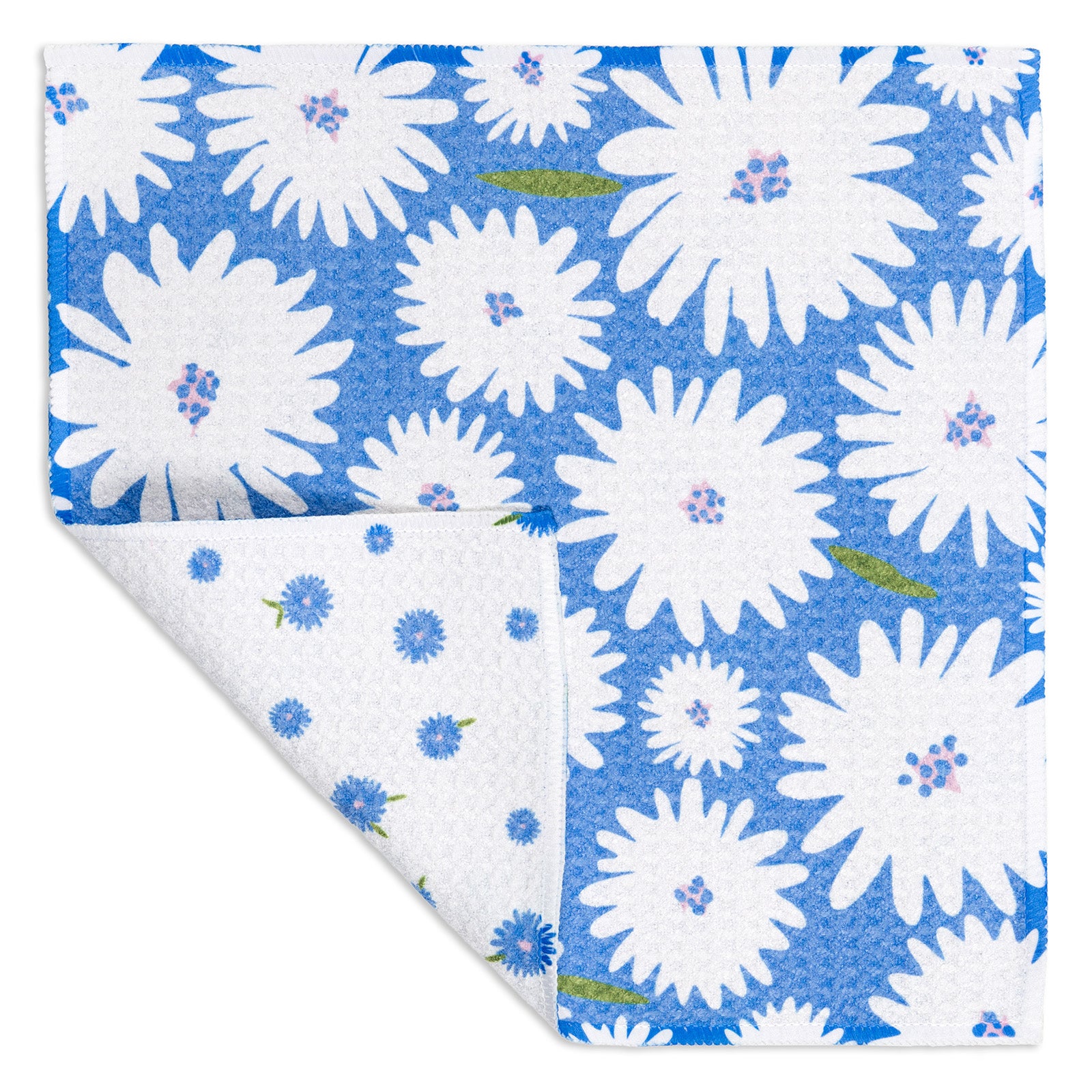 MÜkitchen VIBE Premium Quick Dry Dual Sided Recycled Dish Cloth Set of 2, Daisy Toss, 10" x 10"