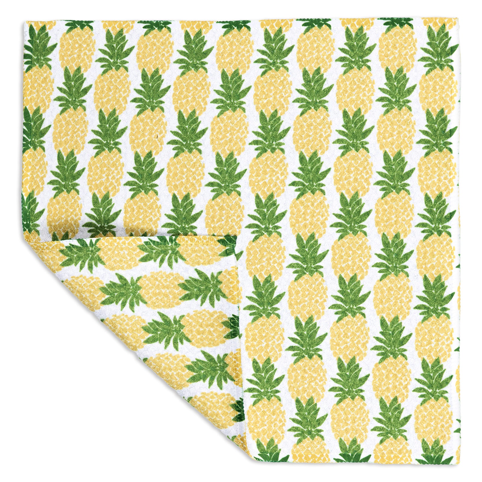 MÜkitchen VIBE Premium Quick Dry Dual Sided Recycled Dish Cloth Set of 2, Pineapple Parade, 10" x 10"