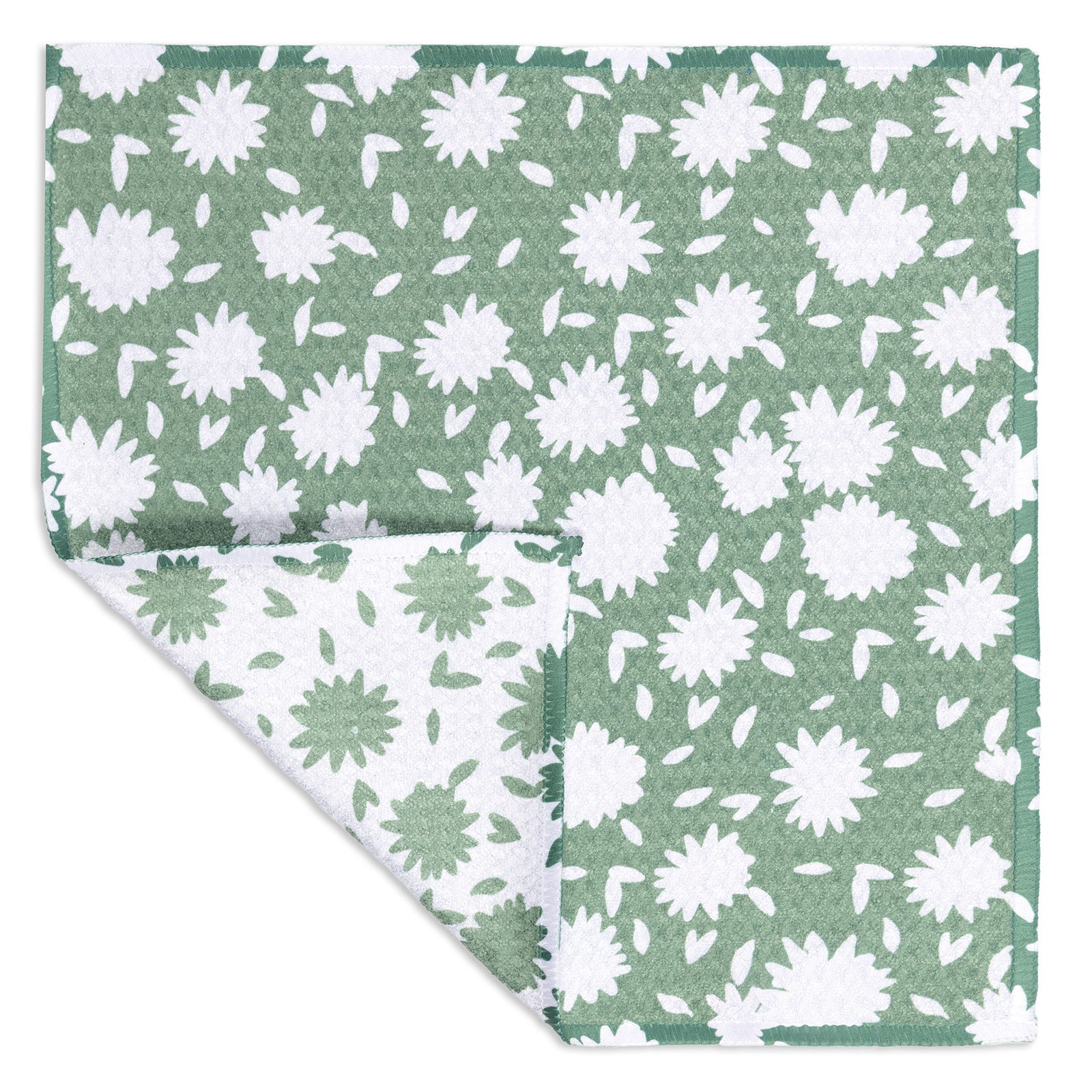 MÜkitchen VIBE Premium Quick Dry Dual Sided Recycled Dish Cloth Set of 2, Aster Green, 10" x 10"