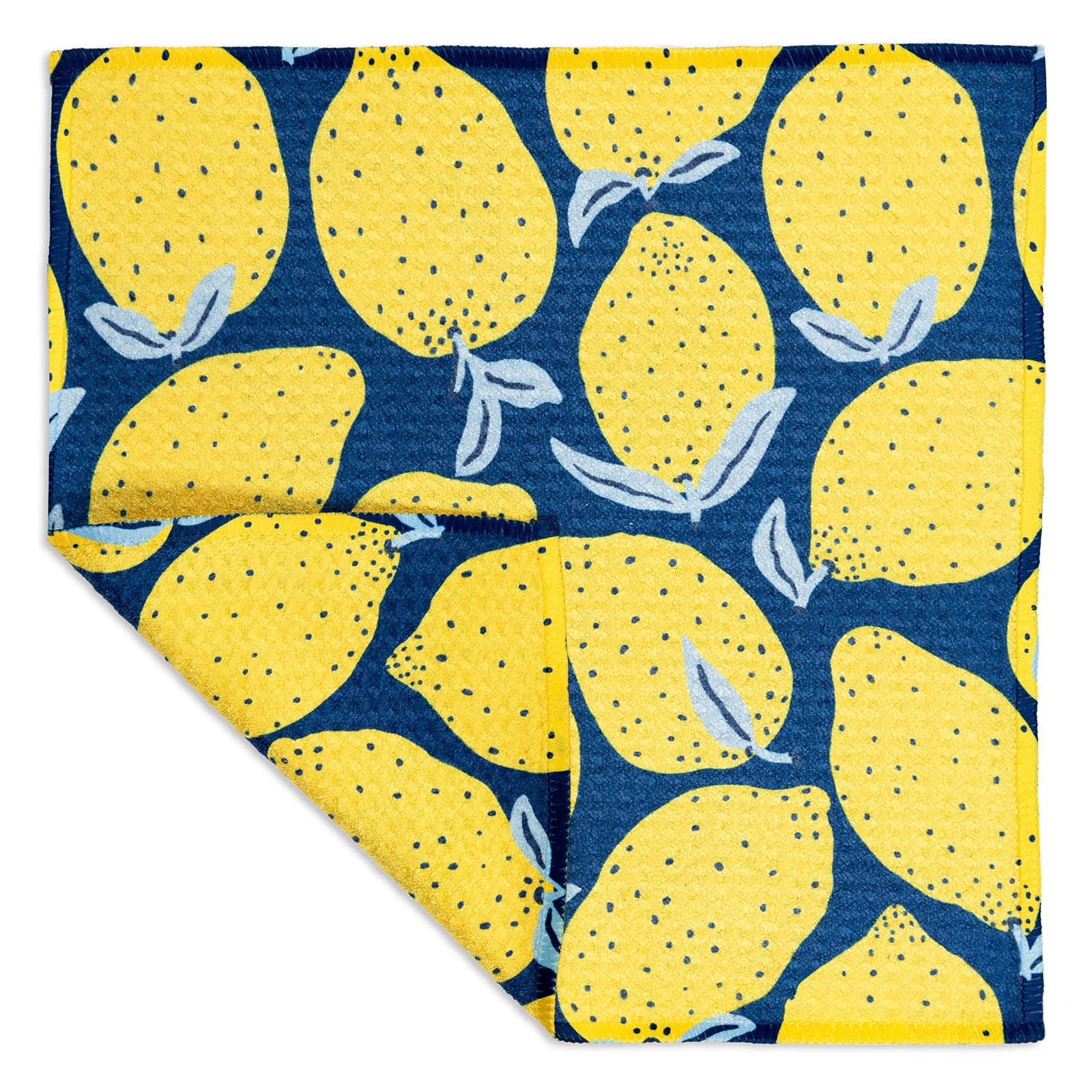 MÜkitchen VIBE Premium Quick Dry Dual Sided Recycled Dish Cloth Set of 2, Lemons, 10" x 10"