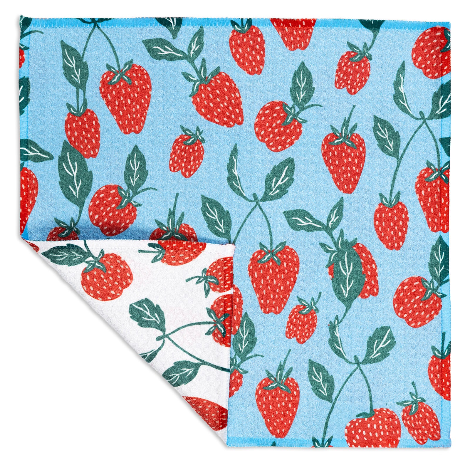 MÜkitchen VIBE Premium Quick Dry Dual Sided Recycled Dish Cloth Set of 2, Strawberry Vine, 10" x 10"