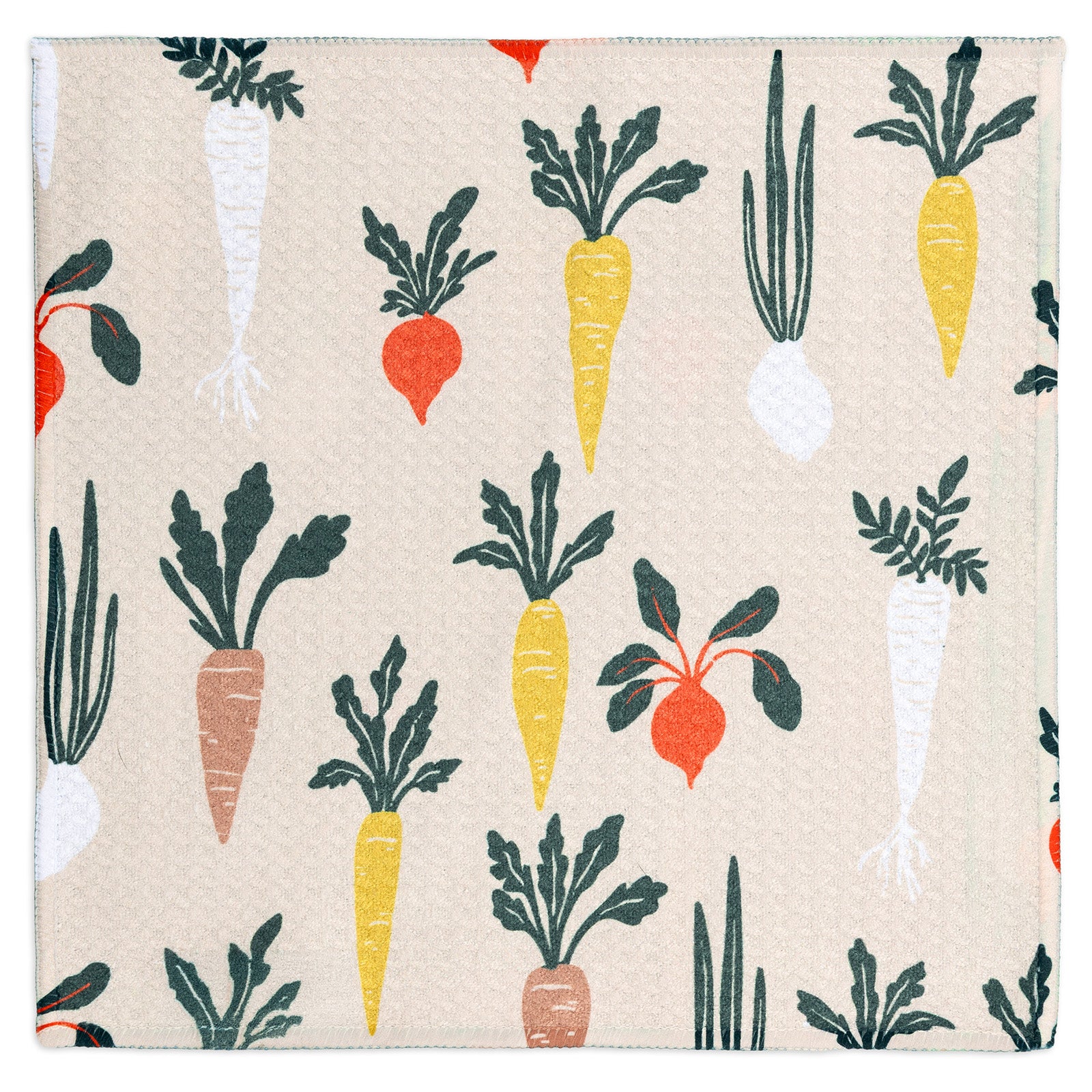 MÜkitchen VIBE Premium Quick Dry Dual Sided Recycled Dish Cloth Set of 2, Root Veggies, 10" x 10"