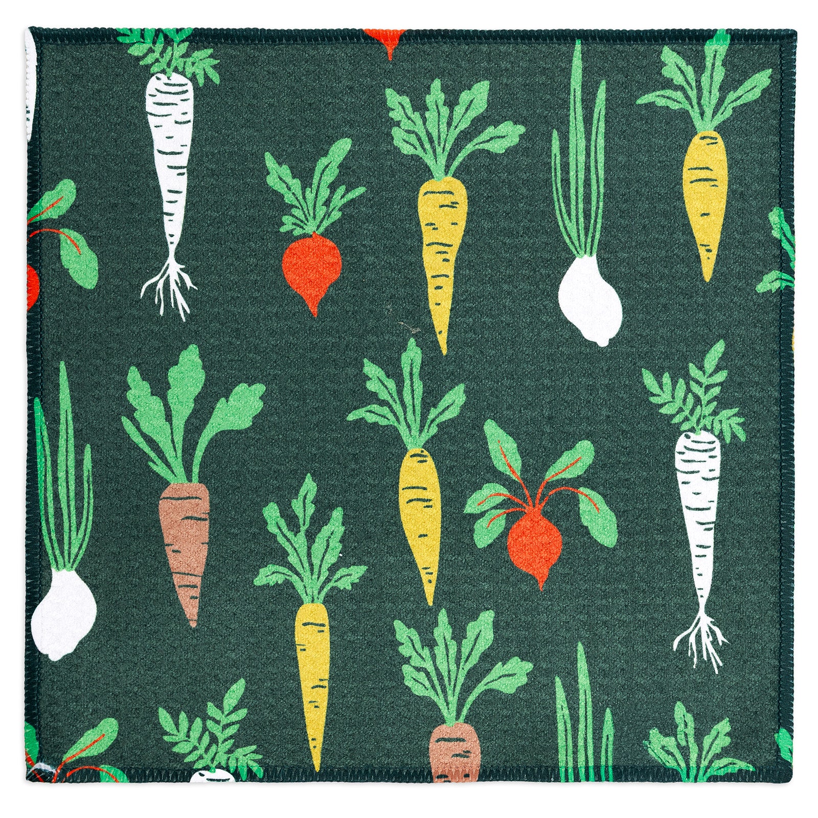 MÜkitchen VIBE Premium Quick Dry Dual Sided Recycled Dish Cloth Set of 2, Root Veggies, 10" x 10"