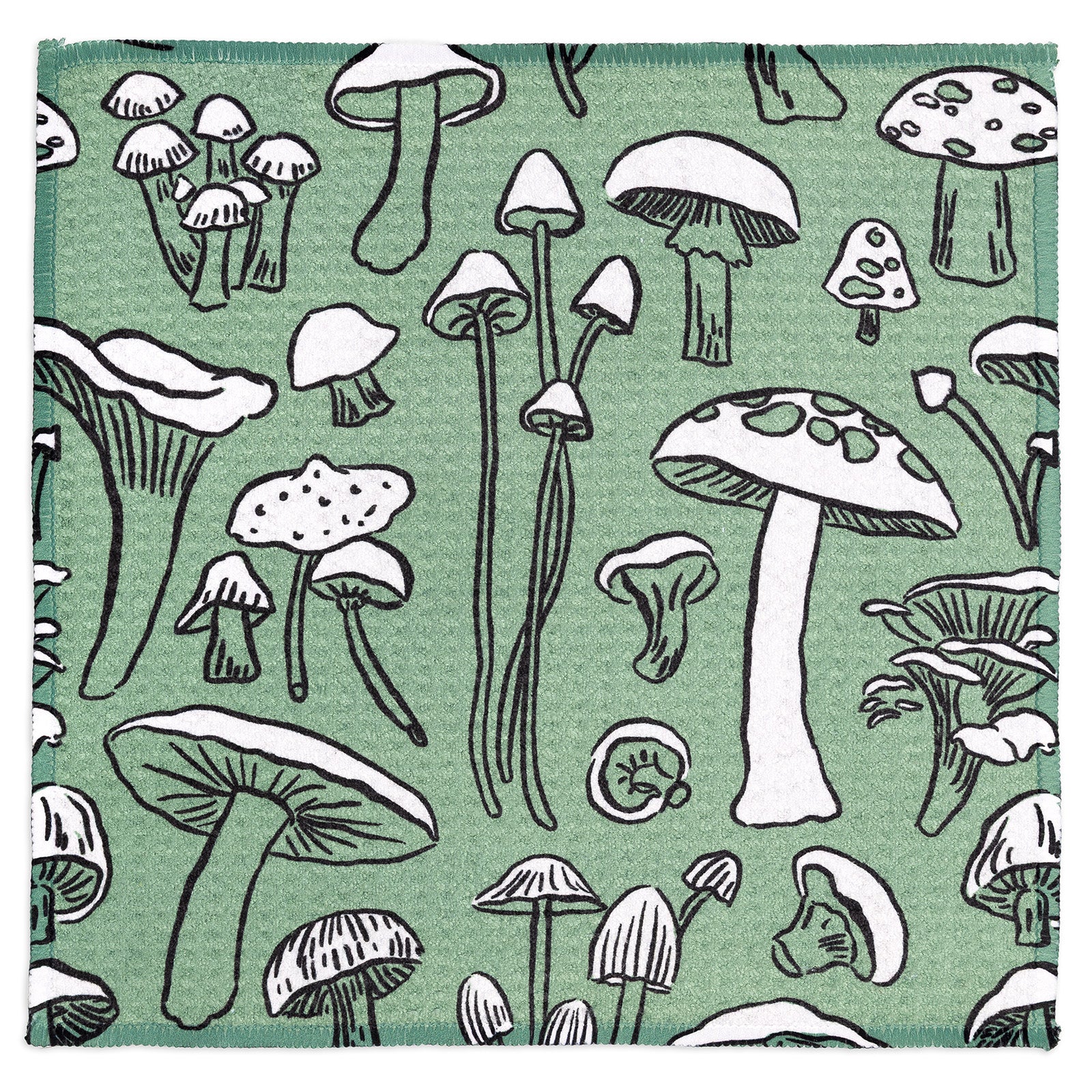 MÜkitchen VIBE Premium Quick Dry Dual Sided Recycled Dish Cloth Set of 2, Mushroom Medley, 10" x 10"