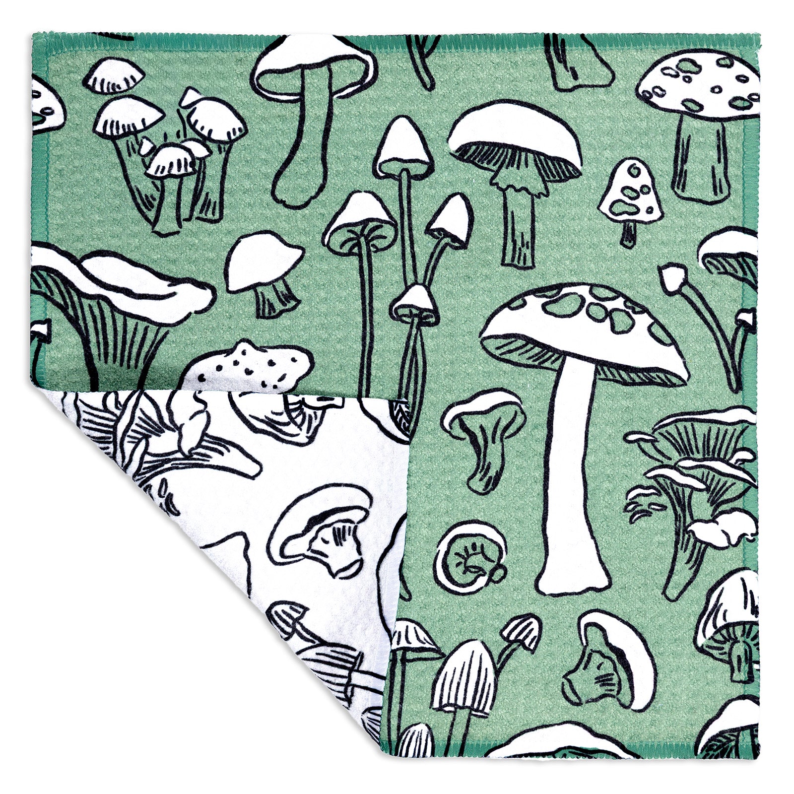 MÜkitchen VIBE Premium Quick Dry Dual Sided Recycled Dish Cloth Set of 2, Mushroom Medley, 10" x 10"