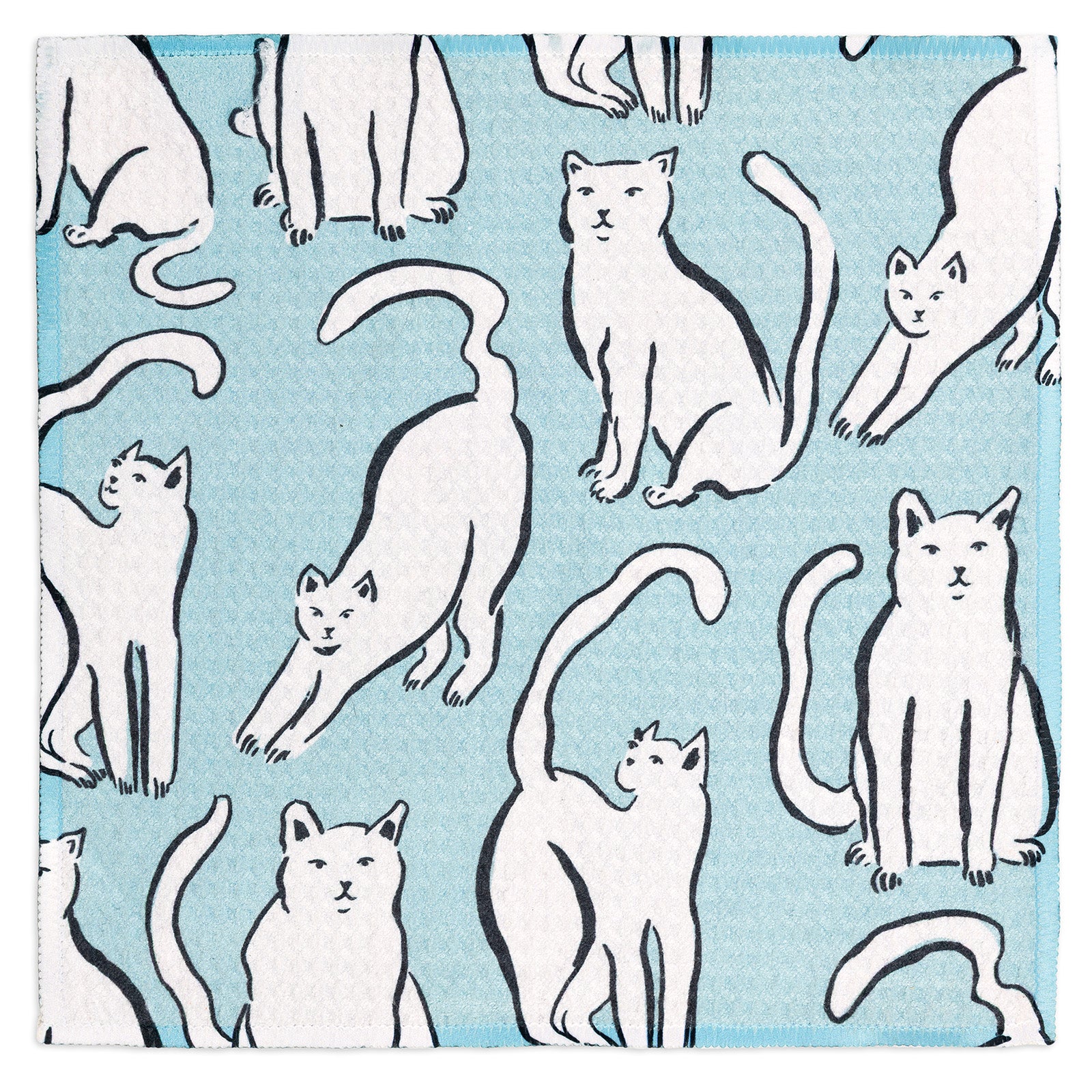 MÜkitchen VIBE Premium Quick Dry Dual Sided Recycled Dish Cloth Set of 2, Curious Cats, 10" x 10"