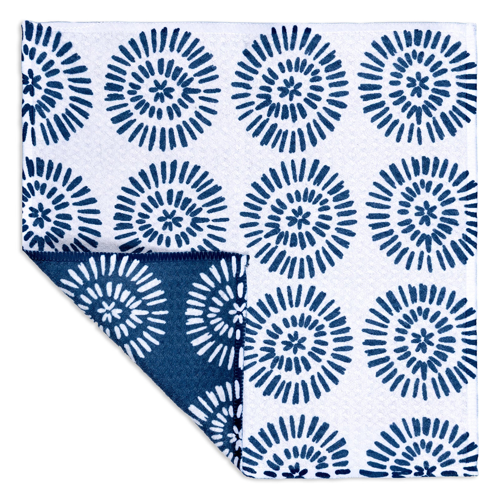 MÜkitchen VIBE Premium Quick Dry Dual Sided Recycled Dish Cloth Set of 2, Radial Blue, 10" x 10"