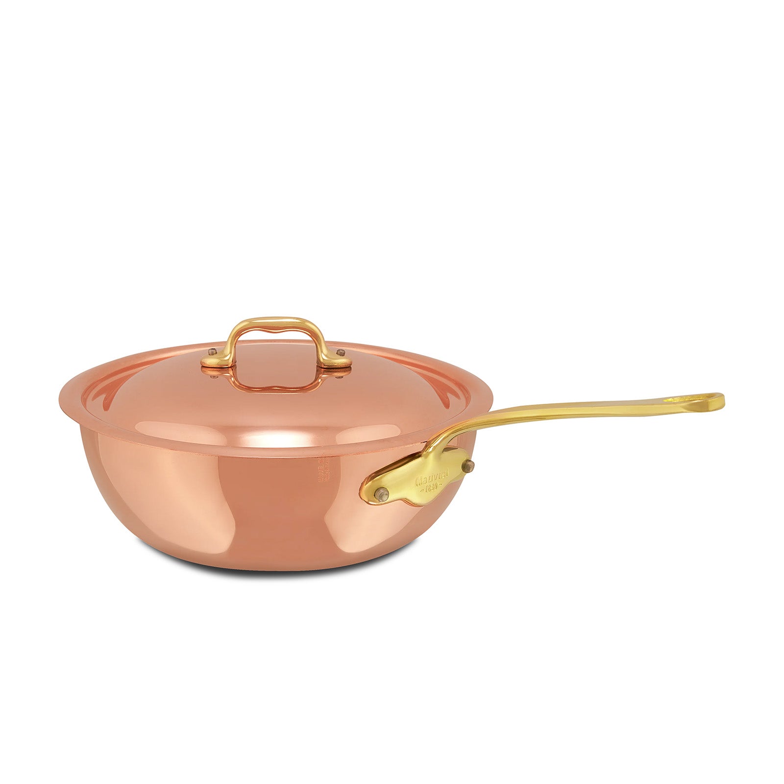 Mauviel M'Heritage 150 B Copper & Stainless Steel Curved Splayed Sauté Pan With Lid, 3.5-Quart