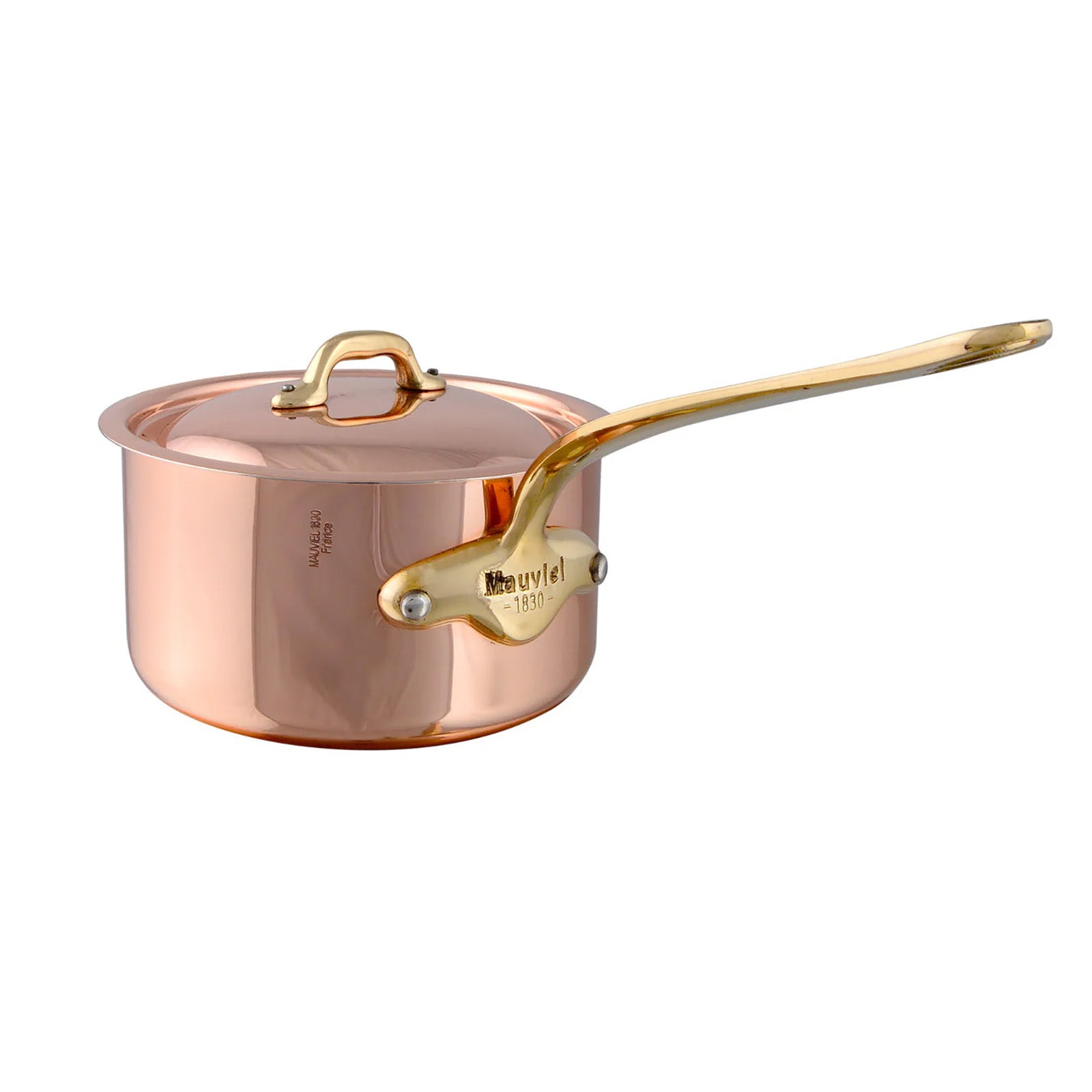 Mauviel M'Heritage 150 B Copper Sauce Pan With Lid, Brass Handle, 1.9-Quart