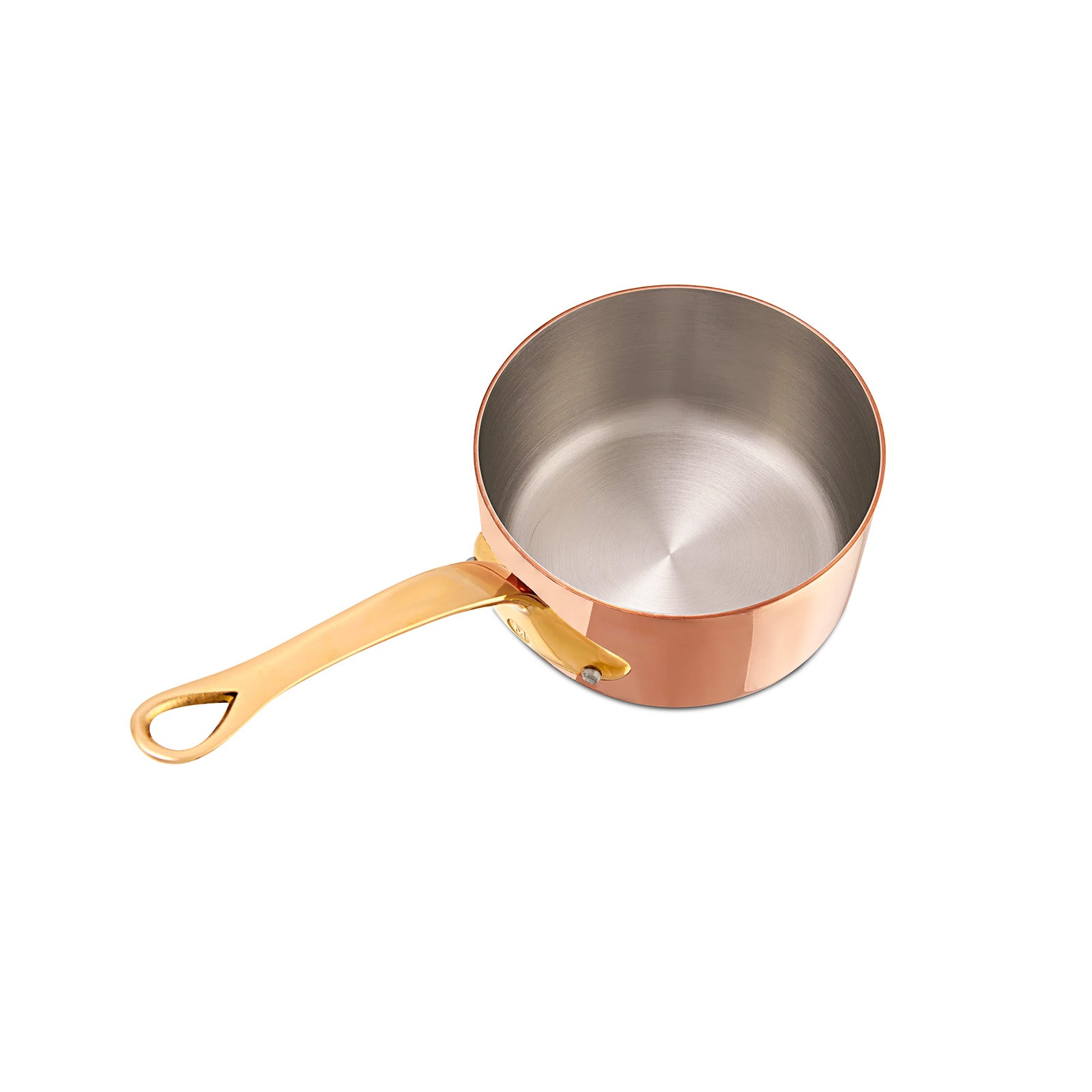 Mauviel M'Heritage 200 B 2mm Polished Copper & Stainless Steel Sauce Pan With Lid, And Brass Handles, 1.8-qt, Made in France