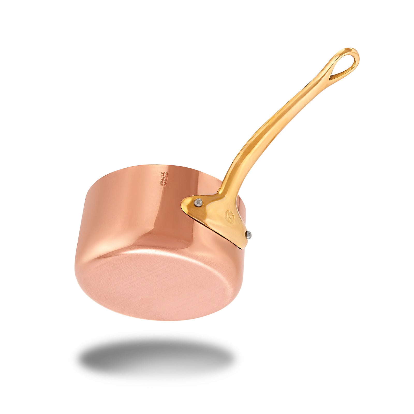 Mauviel M'Heritage 200 B 2mm Polished Copper & Stainless Steel Sauce Pan With Lid, And Brass Handles, 1.8-qt, Made in France