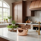 Mauviel M'Heritage 200 B 2mm Polished Copper & Stainless Steel Sauce Pan With Lid, And Brass Handles, 1.8-qt, Made in France