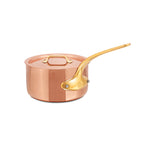 Mauviel M'Heritage 200 B 2mm Polished Copper & Stainless Steel Sauce Pan With Lid, And Brass Handles, 1.8-qt, Made in France